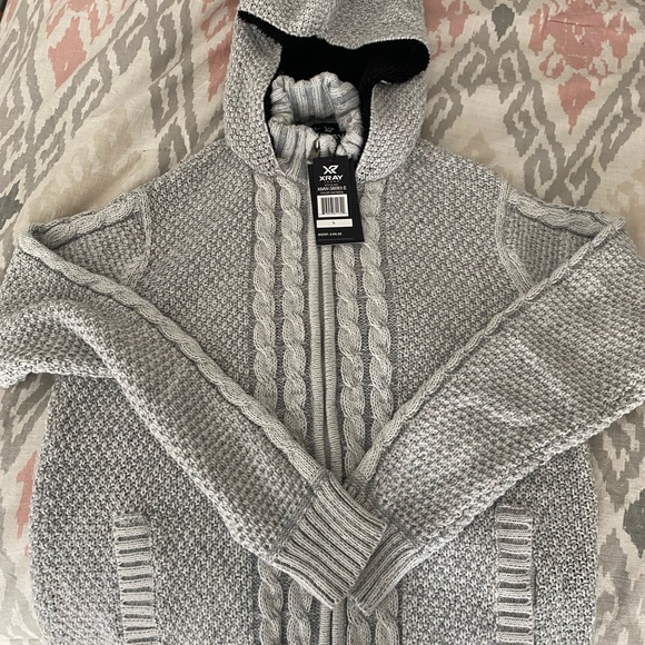 XR X-RAY JEANS grey black fall wool lined hoodie zip up - Picture 1 of 4